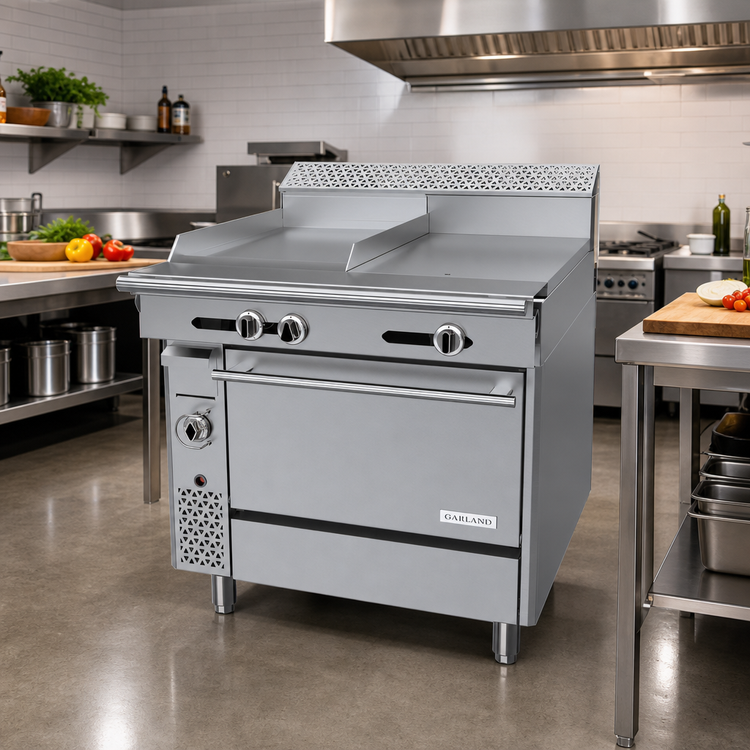 Product image #2 for Garland Cuisine 36-Inch Heavy-Duty Natural Gas Combination Range with Left Griddle, Right Hot Top, and Standard Oven