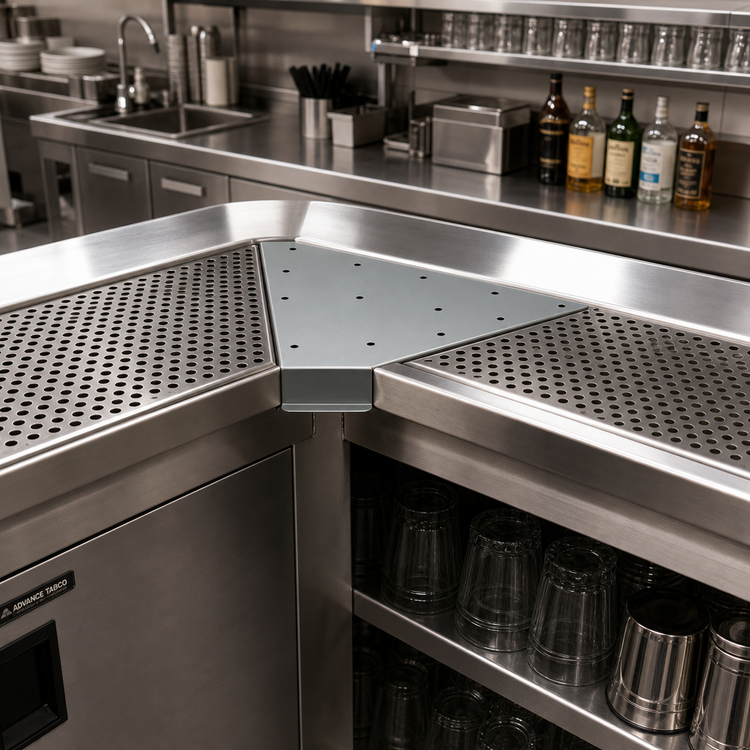 Product image #2 for Advance Tabco 45° Inside Corner Stainless Steel Drink Rail Filler for DRKR Series