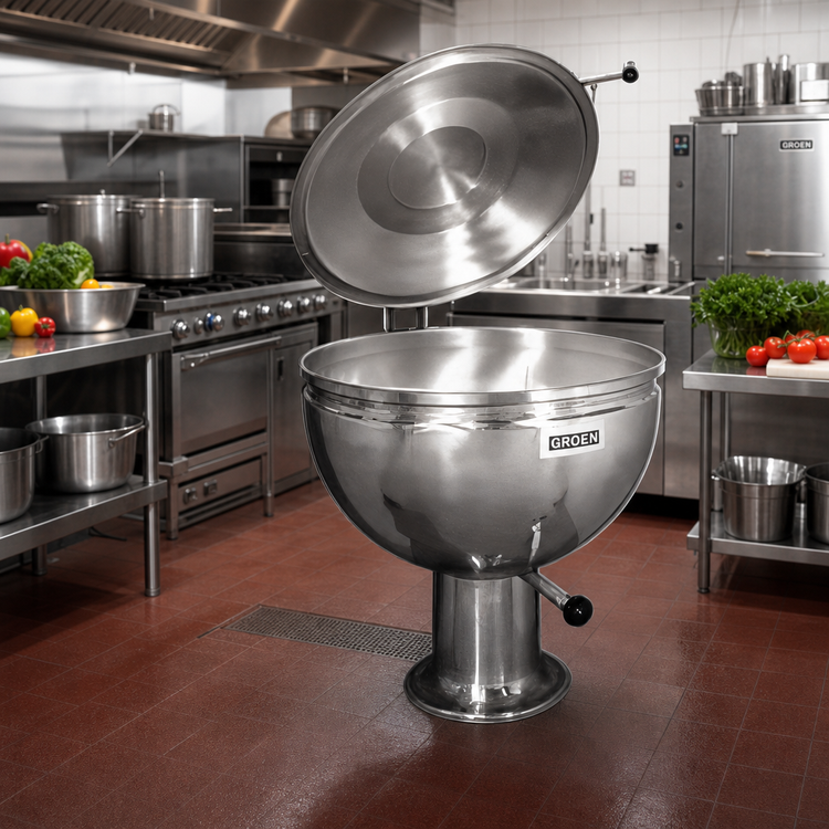 Product image #2 for Groen GPT-60 60-Gallon Direct Steam Full Jacket Steam Kettle with Pedestal Base