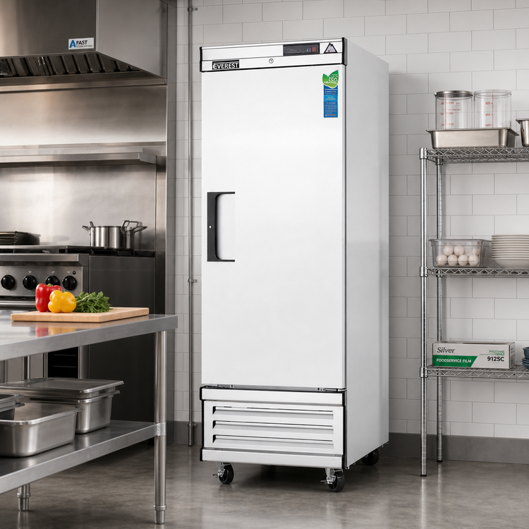 Product image #2 for Everest Refrigeration EBF1 One-Section Reach-In Freezer, 21 Cu. Ft., Bottom-Mounted Self-Contained Refrigeration, Solid Door