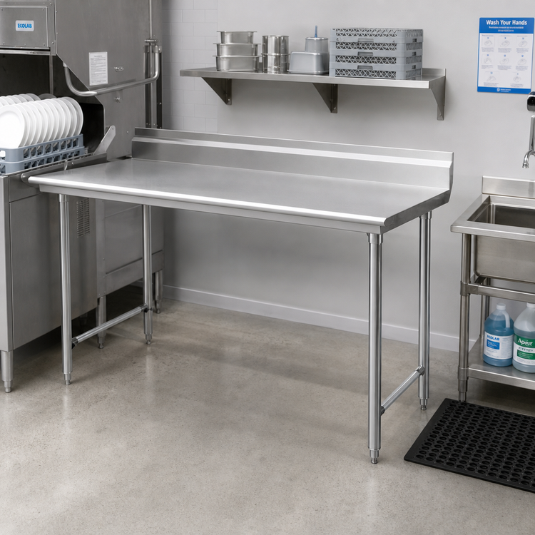 Product image #2 for Eagle Group Straight Clean Dishtable, 72 x 30 Inch, Right-to-Left, 16/430 Stainless Steel Top