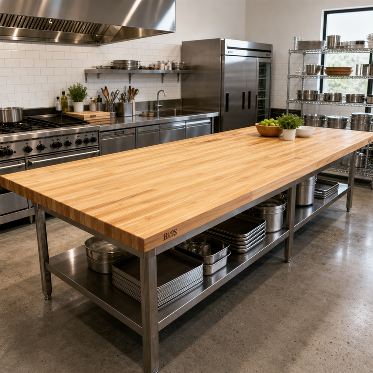 Product image #2 for John Boos Boos Block 96-Inch x 42-Inch Blended Edge Grain Maple Kitchen Countertop, Varnique Finish