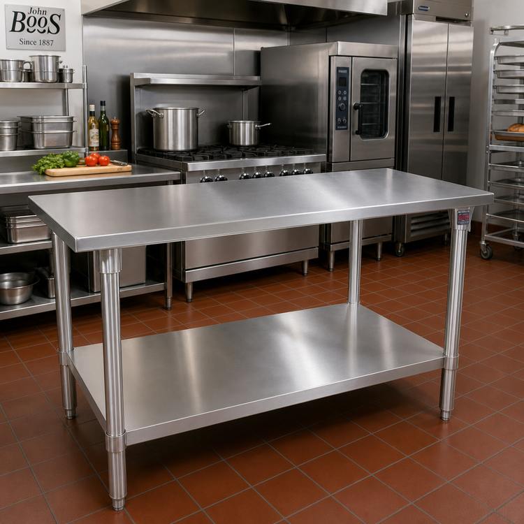 Product image #2 for John Boos Stallion 72-Inch x 30-Inch Stainless Steel Top Work Table with Adjustable Undershelf