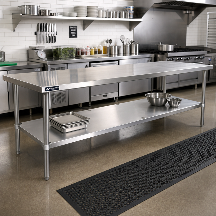 Product image #2 for Advance Tabco 18-Gauge 400-Series Stainless Steel Commercial Work Table Undershelf for 120-Inch x 24-Inch Tables