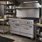 Thumbnail image #2 for Southbend (Middleby) Ultimate 4604DC-2T 60-Inch Gas Restaurant Range with 6 Burners, 24-Inch Thermostatic Griddle, Standard Oven and Cabinet Base