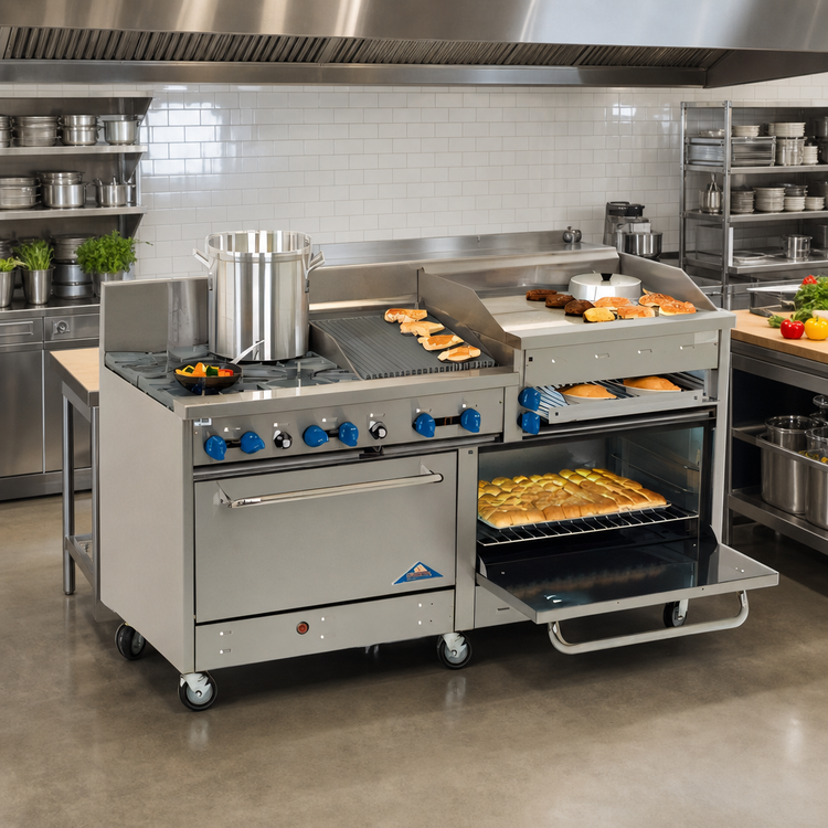 Product image #2 for Comstock-Castle 72-Inch Gas Range with 6 Star Burners, 36-Inch Raised Griddle, and 2 Ovens