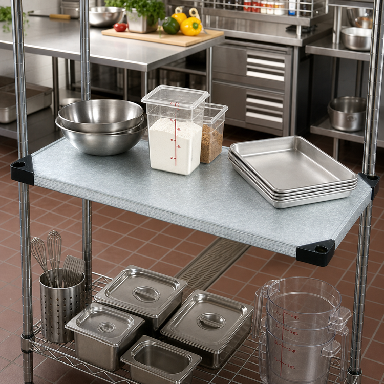 Product image #2 for Quantum 42"W x 14"D Solid Shelf, 18-Gauge Galvanized Steel with Marine Edge