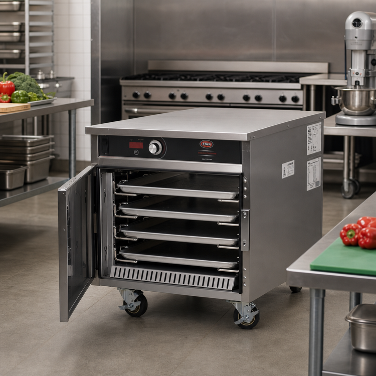 Product image #2 for FWE Handy Line HLC-1826-4-UC Mobile Undercounter Heated Holding Cabinet, 4 Full-Size / 8 Half-Size Pan Capacity