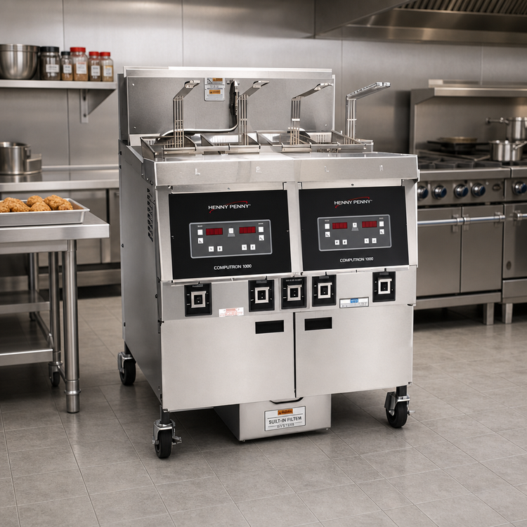 Product image #2 for Henny Penny OFE-322.0 Two-Well Electric Open Fryer with Built-In Filter System