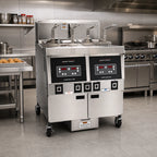 Thumbnail image #2 for Henny Penny OFE322.0 Two-Well Electric Open Fryer with Built-In Filter, Stainless Steel, Computer Controls