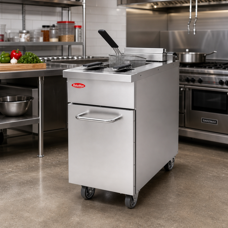 Product image #2 for BakeMax Electric Floor Fryer with 22 Liter Stainless Steel Fry Pot, 208V