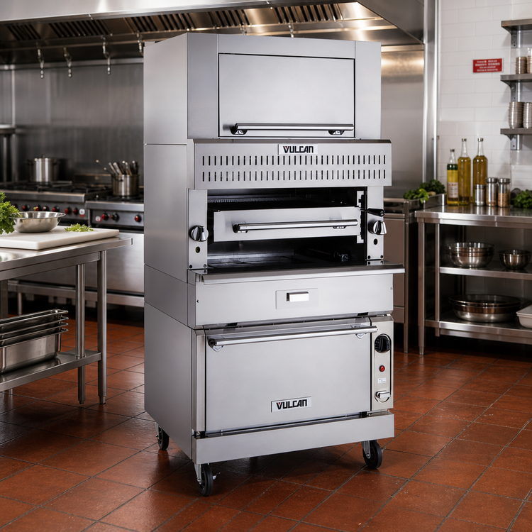 Product image #2 for Vulcan V Series Heavy Duty Range Match Gas Single-Deck Infrared Deck Broiler with Cabinet Base