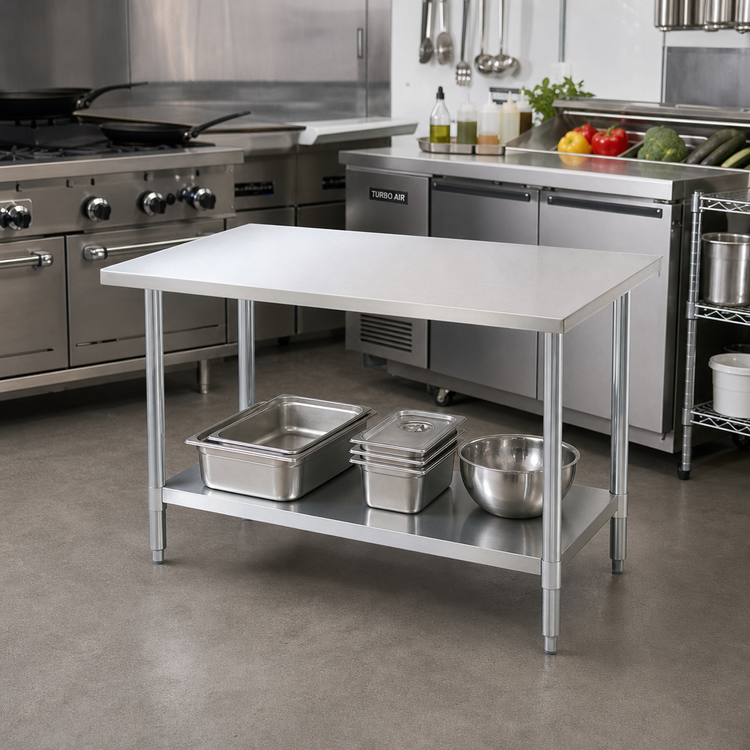Product image #2 for Turbo Air 18 Inch x 30 Inch Stainless Steel Flat Top Work Table with Undershelf