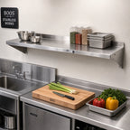Thumbnail image #2 for John Boos Stallion BHS1684-16/304 Wall-Mounted Stainless Steel Shelf, 84"W x 16"D x 13"H, 16-Gauge 300 Series, Safety Edge