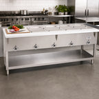 Thumbnail image #2 for Duke Manufacturing Aerohot E305SW Electric 5-Well Sealed Hot Food Station, Stainless Steel Open Base with Poly Carving Board