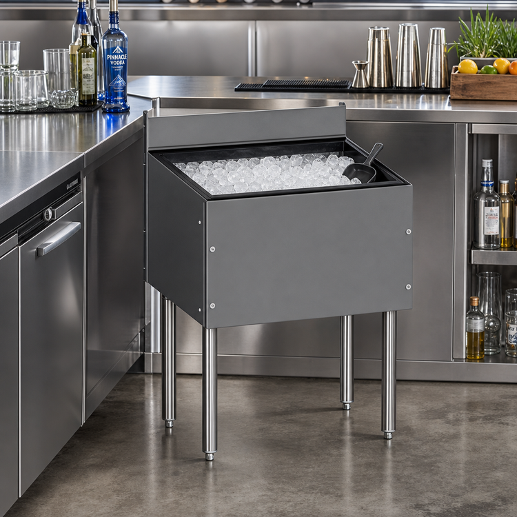 Product image #2 for CHOICE by Glastender 30-Inch Stainless Steel Underbar Ice Bin, 84 lb Capacity