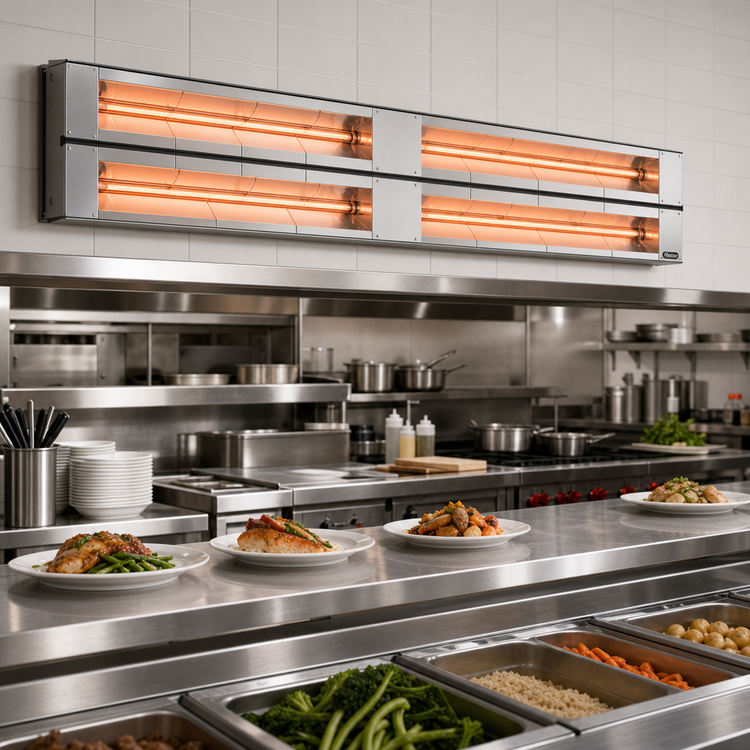 Product image #2 for Hatco Glo-Ray® Lighted Dual Infrared Strip Heater, 132 Inch, 3-Inch Spacer