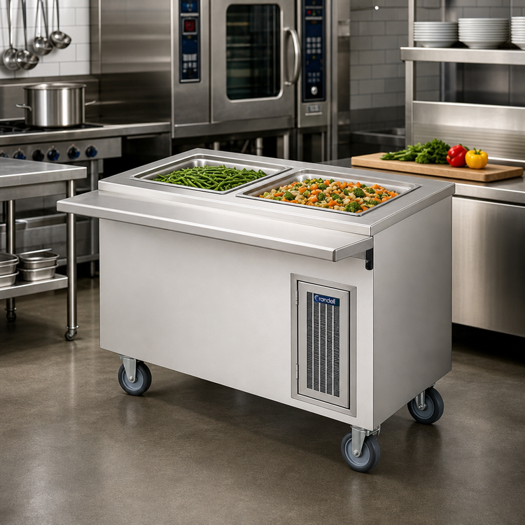 Product image #2 for Randell RANFG HTD-2 Mobile Electric Hot Food Table with (2) 12" x 20" Wells and Enclosed Cabinet Base