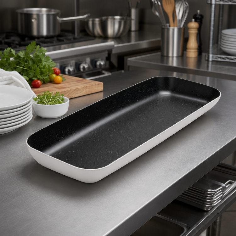 Product image #2 for American Metalcraft 24-Inch Rectangular White Melamine Platter with Black Speckles