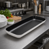 Thumbnail image #2 for American Metalcraft 24-Inch Rectangular White Melamine Platter with Black Speckles