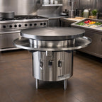Thumbnail image #2 for Town Equipment MBR-36 36-Inch Gas Mongolian Barbecue Range with Cast Iron Top, 3 Burners, Stainless Steel Exterior