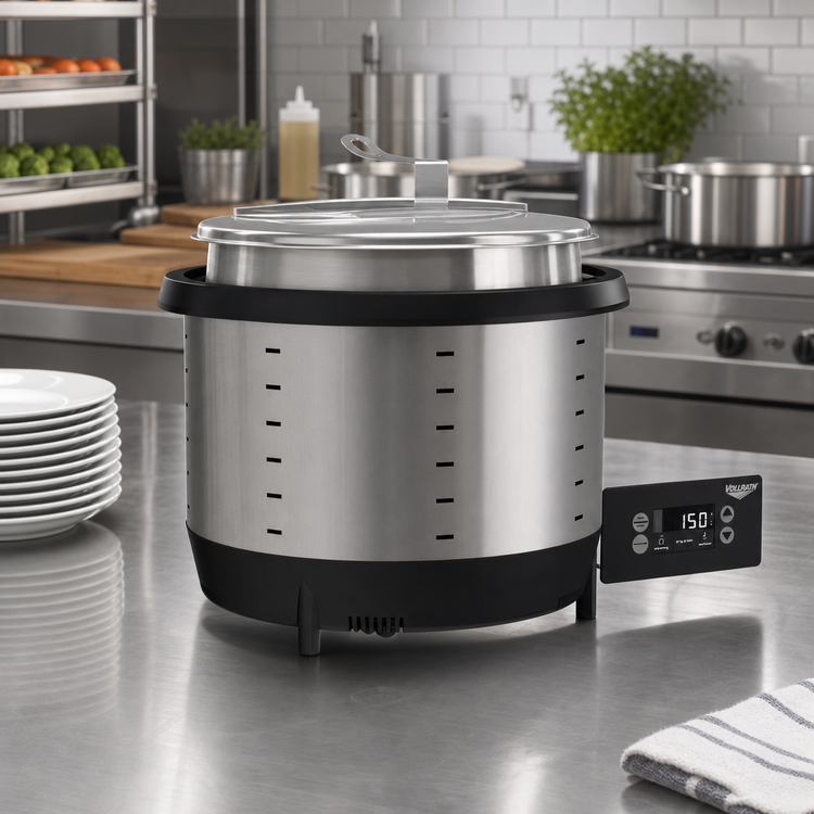 Product image #3 for Vollrath Mirage® Drop-In Dry Operation Induction Buffet Warmer with 7 Qt Round Inset and Hinged Cover