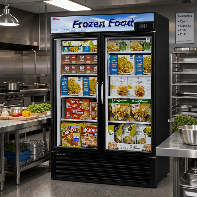 Product image #3 for Turbo Air 2-Section Glass Door Freezer Merchandiser, 39.88 Cu. Ft., Bottom-Mount Self-Contained, 115V