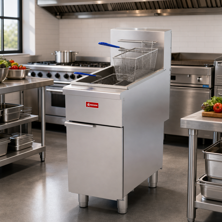 Product image #2 for Omcan USA 16-Inch Natural Gas Open Pot Floor Fryer, 40-50 lb Oil Capacity