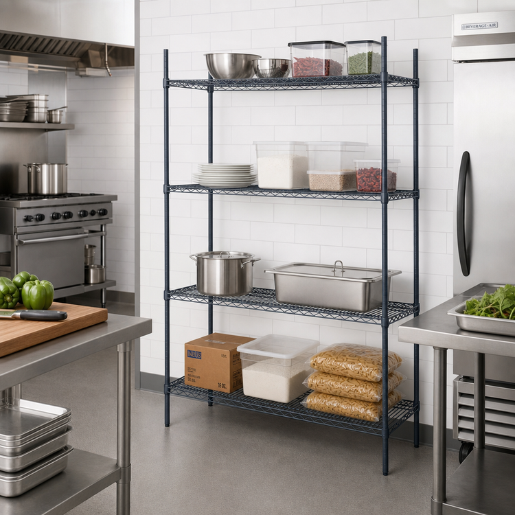 Product image #2 for Mixrite 48 x 24 x 74-Inch 4-Shelf Epoxy Wire Shelving Unit, Slate Gray