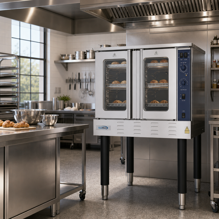 Product image #3 for KoolMore 38-Inch Full-Size Single-Deck Natural Gas Commercial Convection Oven with Dual Glass Doors