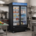 Thumbnail image #2 for Omcan 53-Inch Wide Two-Section Glass Door Reach-In Display Freezer, 45 Cu. Ft., Black, Bottom Mount