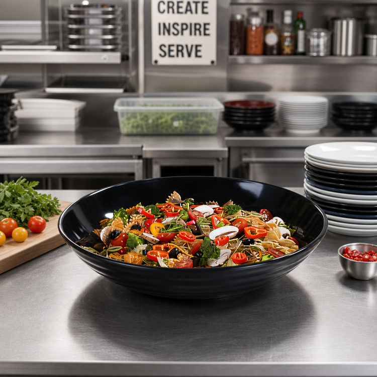 Product image #3 for Displayware Designer Displayware 13-Inch Black Melamine Coupe Pasta Bowl, 160 oz