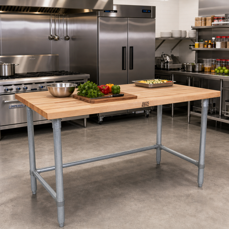 Product image #2 for John Boos JNB10-X Wood Top Work Table with Galvanized Base, 72 x 30 x 35 Inches, 1-1/2 Inch Thick Maple Top