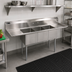 Thumbnail image #2 for BK Resources 75-Inch Three-Compartment Sink with Left and Right Drainboards, 15 x 15 x 14 Inch Bowls, 9-Inch Backsplash, 18 Gauge 304 Stainless Steel