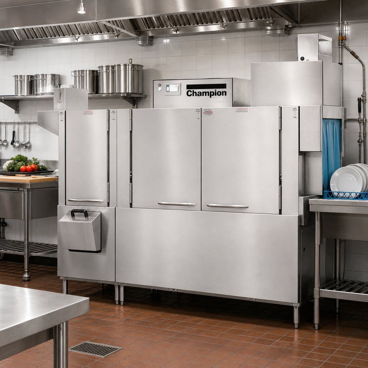 Product image #2 for Champion 86 PRO Steam High-Temp Two-Tank Rack Conveyor Dishwasher