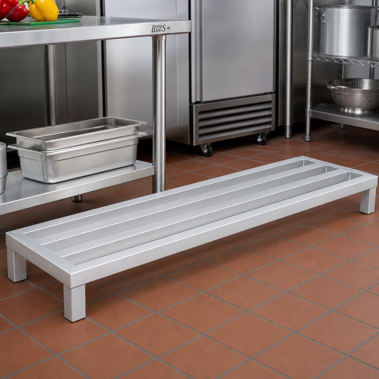 Product image #2 for John Boos 1-Tier Aluminum Square Bar Dunnage Rack, 60 Inch x 20 Inch x 12 Inch, 1500 lb. Capacity