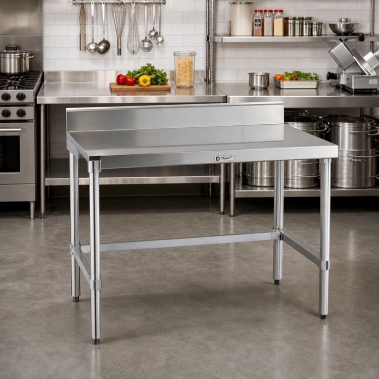 Product image #2 for New Age 48" x 30" Aluminum Work Table with 16-Gauge 304 Stainless Steel Top and 6" Backsplash