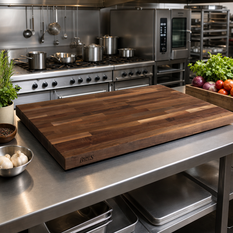 Product image #2 for John Boos Boos Block Blended Rails Edge Grain American Black Walnut Kitchen Countertop, 48 x 27 x 1-1/2 Inch Thick, Varnique Finish