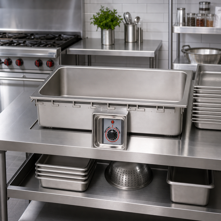 Product image #2 for APW Wyott Single-Well Drop-In Electric Hot Well, 1/2 Size Long Pan, Wet or Dry