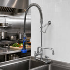 Thumbnail image #2 for T&S Brass B-0133-12ACRB8T Wall-Mount Pre-Rinse Unit with Add-On Faucet, 8-Inch Centers, 12-Inch Swing Spout, 44-Inch Hose