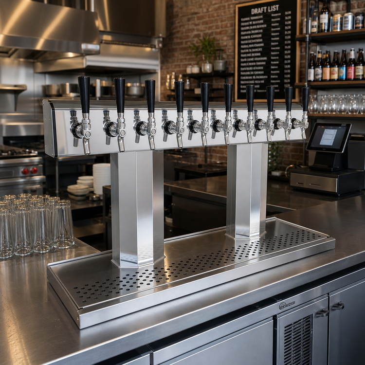 Product image #2 for Glastender Tee Draft Dispensing Tower, Countertop, 10-Faucet, Glycol-Cooled, Stainless Steel