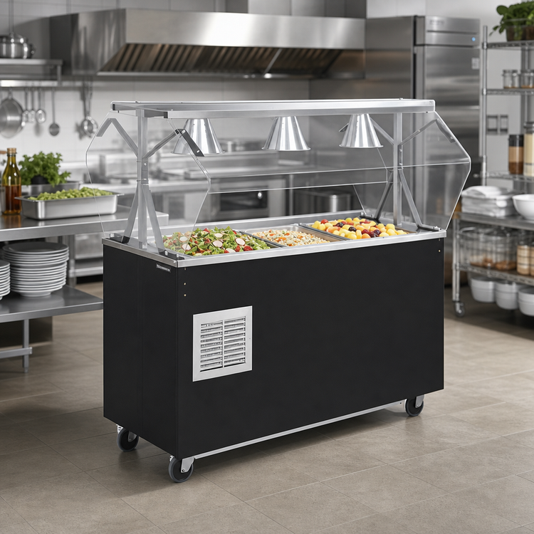 Product image #2 for Vollrath 2-Series Affordable Portable Refrigerated 3-Pan Cold Food Pan Buffet Station with Breath Guard