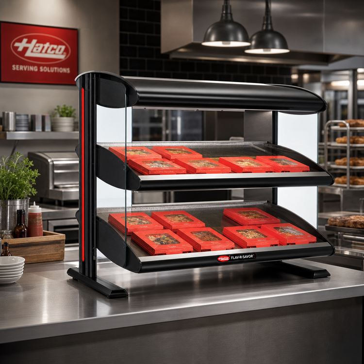Product image #2 for Hatco Spot On Slant Dual-Shelf Heated Zone Merchandiser Warmer, 40-Inch Countertop Hot Food Display