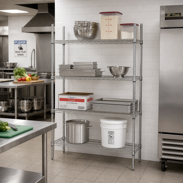 Product image #2 for Advance Tabco Special Value Series 4-Shelf Wire Shelving Unit, 36 x 18 x 74 Inches, Chrome Finish