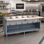 Thumbnail image #2 for Duke Manufacturing Thurmaduke G-4-CBPG 4-Pan Dry Heat Gas Steamtable, 60-Inch, Paint Grip Steel Base with Open Undershelf