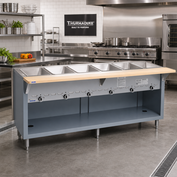 Product image #2 for Thurmaduke G-4-CBPG 4-Pan Dry Heat Gas Steamtable Unit with Paint Grip Steel Base