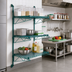 Thumbnail image #2 for Quantum Cantilever Wall-Mounted Starter Shelving Unit with 3 Wire Shelves, 54-Inch Posts, Green Epoxy Antimicrobial Finish