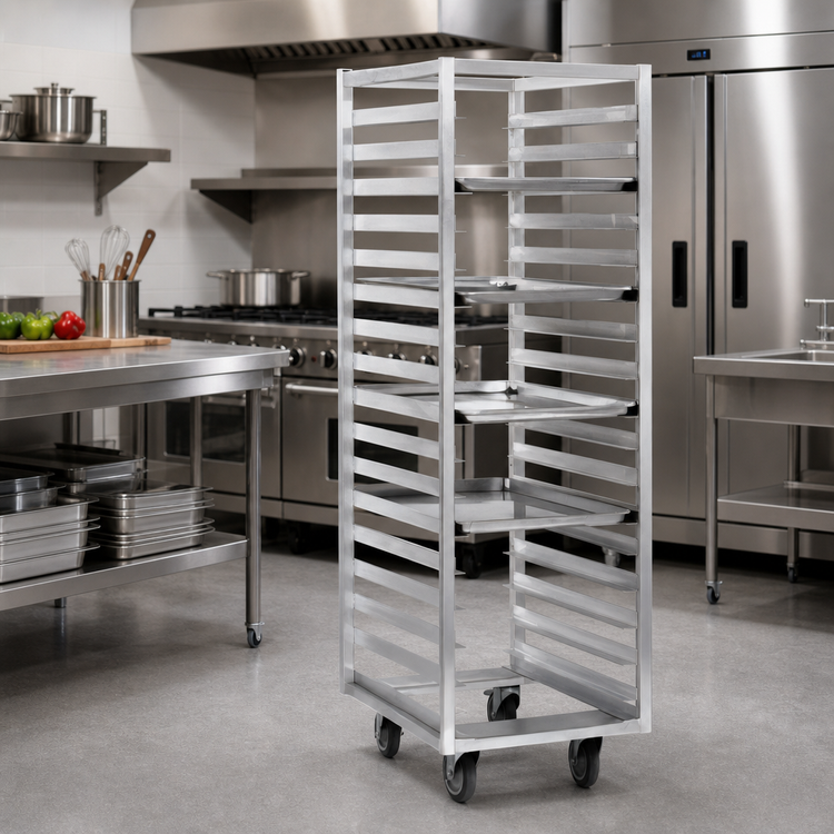 Product image #2 for Panco Open Frame End-Load Roll-In Refrigerator Rack, Universal Slides, 2-1/2-Inch Centers, 5-Inch Casters