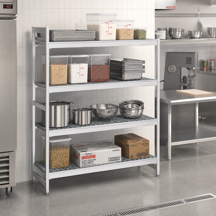 Product image #2 for Fermostock 4-Tier Polymer Shelving Expansion Kit with Removable Inserts, 66-Inch H x 47-Inch W x 18-Inch D