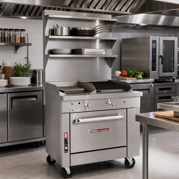Product image #2 for Southbend Platinum 32-Inch Modular Gas Countertop Heavy Duty Range with 16-Inch Hot Top and 16-Inch Charbroiler